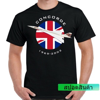 เสื้อยืด คอกลม ขนาดใหญ่ พิมพ์ลาย Airways Concorde สไตล์อังกฤษ