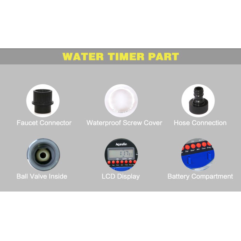 วาล์วตั้งเวลาเปิด-ปิดน้ำอัตโนมัติ8โปรแกรม Aqualin Ball Valve Water Timer Garden - รูปที่ 4