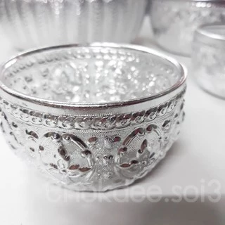 ขันเงินลายไทย ขันลายไทย 8 ขนาด ขันน้ำลายไทย ใส่เครื่องดื่ม ใช้รดน้ำดำหัว ไหว้พระ งานพิธี 16 14 12 10 8 7 5.5 ซม