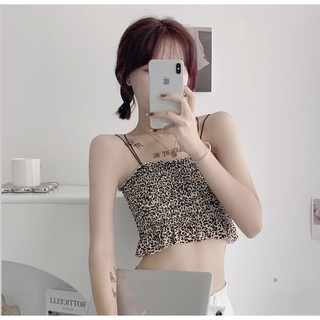 💥Lookmebra_SHOP💥(N677) เสื้อครอปสายเดี่ยวลายเสือ ทรงสม๊อคแฟชั่น ผ้านุ่มใส่สบาย