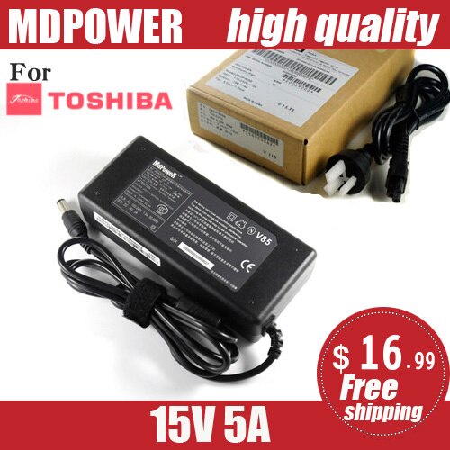 15V 5A 75W สําหรับ Toshiba 6.3*3.0 มม.ดาวเทียม A10 M10 A2 A9 M2 M5 M9 A600 M500 R500 M400 J4 แล็ปท็อ