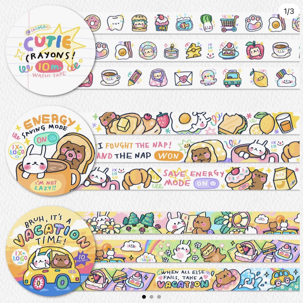 ixlogo - Masking Tape มาสกิ้ง เทปตกแต่ง ลายน่ารัก โดยคูมไอโกะ ixlogo วาชิเทป Washi Tape