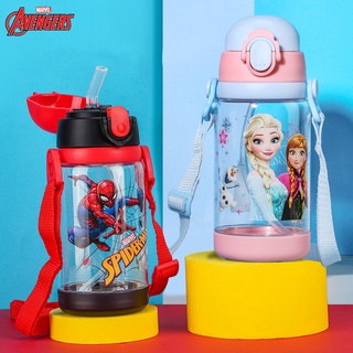 ஐdisney ขวดน้ํา พร้อมหลอดดูด ลายสไปเดอร์แมน ไร้สาร BPA 550 มล. 2in1 สําหรับเด็ก