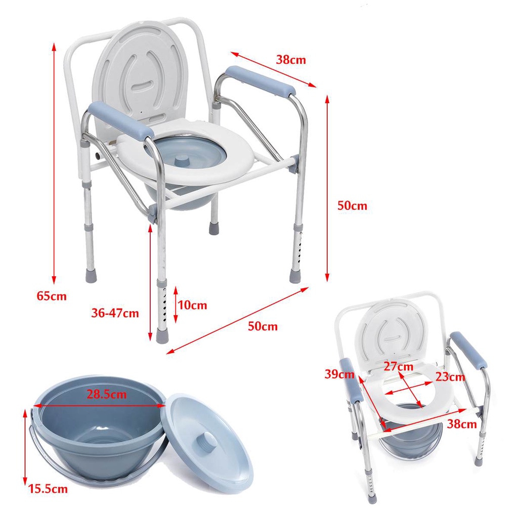 เก้าอี้นั่งถ่าย แสตนเลส สุขภัณฑ์เคลื่อนที่ สุขาคนป่วย ส้วมผู้ป่วย ส้วมคนแก่ ส้วมเคลือนที่ แบบปรับสูงต่ำได้