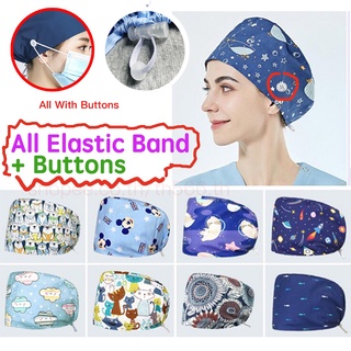 ทั้งหมดมีปุ่ม + หัวเข็มขัดยางยืด Surgical cap nurse Doctor Scrub cap หมวกผ่าตัดพยาบาล หมวกหมอขัด ลายสัตว์น่ารัก พิมพ์ดอกไม้ ห้องผ่าตัด ร้านเสริมสวย ฝากลม