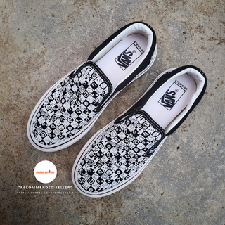 รองเท้าสลิปออน ลายหมากรุก Vans Doodle สีดํา คุณภาพดี นําเข้าจากพรีเมียม คุณภาพดี