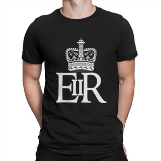 เสื้อยืดแขนสั้น คอกลม ผ้าฝ้ายแท้ พิมพ์ลาย Novelty The Royal Cypher of Queen สไตล์คลาสสิก สําหรับผู้ชาย