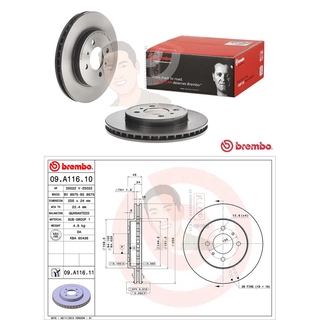 09 A116 11 จานเบรค ล้อ F (ยี่ห้อ BREMBO) รุ่น UV MITSUBISHI Lancer ท้ายเบนซ์ 1.6 1.8 F-style 1.6 1.8 ปี 1996-2000 /MI...