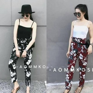 เสื้อเกาะอกสายเดี่ยวผ้ายืดหนา + กางเกงขายาวทรงสวย (โค้ดช้อปฟรี 130 บาท)