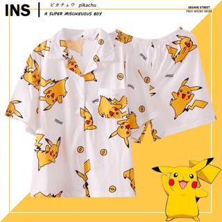 ✨ NEW ✨ PIKACHU 💛💛 ชุดนอนผ้าโพลีเอสเตอร์ Set 3 ชิ้น ใส่สบาย นอนฟิน ระดับ10