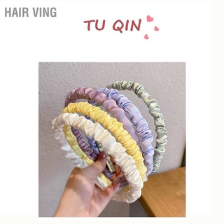 Hair Ving Ruched ที่คาดผม ผ้าซาติน จับจีบ ที่คาดผม ย่น ห่วง เครื่องประดับแฟชั่น สําหรับผู้หญิง เด็กผู้หญิง