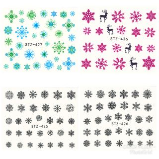 สติกเกอร์ติดเล็บ สติกเกอร์ตกแต่งเล็บ แทททูติดเล็บ แบบลอกลายน้ำ ลาย Snow flake