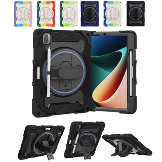 For Xiaomi Mi Pad 5/MiPad 5 Pro Kids Shockproof Color Silicone Triple Protection Tablet Case Cover Rear Rotatable Hand With Stand