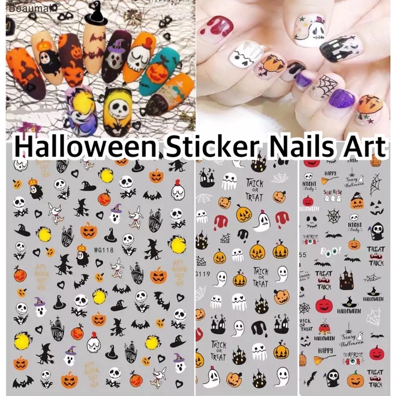 🇹🇭Halloween สติกเกอร์แต่งเล็บ ฮาโลวีน ฝักทองผี สยองขวัญ วันฮาโลวีนHalloween Nails Art