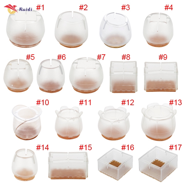 ปลอกซิลิโคน แบบใส ทรงเหลี่ยม/ทรงกลม สำหรับติดขาเก้าอี้ เฟอร์นิเจอร์ ป้องกันรอยบนพื้น 10 ชิ้น