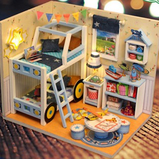 SZP0098 บ้านตุ๊กตา D.I.Y. ชุดห้องนอนเตียงรถ 2 ชั้น