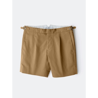 [JBB*] KHAKI COTTON TWILL SINGLE PLEATED SHORTS เจบีบี กางเกงขาสั้น กางเกงจีบขาสั้น ผ้าคอตตอนผสมโพลี กางเกงผู้ชาย สีกากี