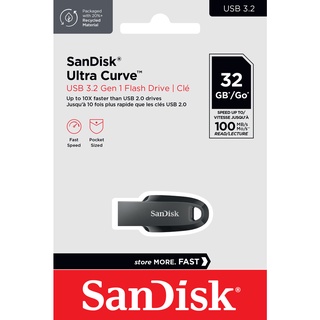 SanDisk Ultra Curve USB 3.2 Gen 1 Flash Drive, CZ550 32GB, USB3.0, Black, compact design,  ประกัน Synnex 5 ปี Flash Drive แฟลซไดรฟ์ by SJCAM (SDCZ550-032G-G46)