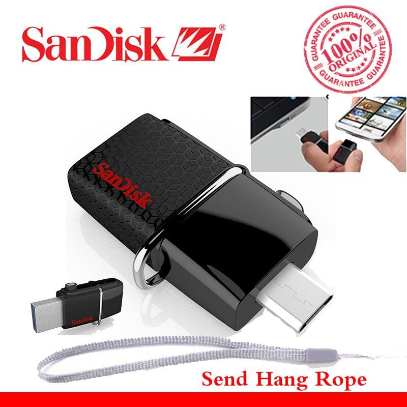 SanDisk Ultra Dual USB Drive 3.0 Flash Drive อุปกรณ์ถ่ายโอนข้อมูลสำหรับโทรศัพท์มือถือ หัวชาร์จMicro 