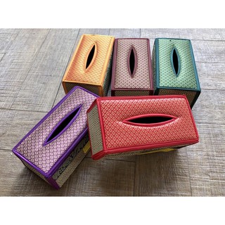 กล่องใส่ทิชชู่ ทิชชู่ กล่องใส่ทิชชู่เสื่อกกลายไทย ขนาดหน้ากว…