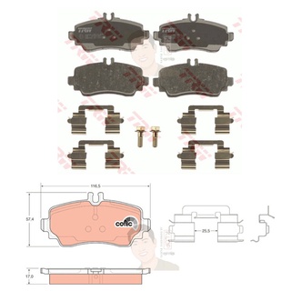 GDB1293 ผ้าเบรค-หน้า(TRW) (เนื้อผ้า COTEC) BENZ A-CLASS A170 CDI
