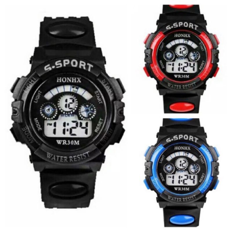 นาฬิกากันน้ําสําหรับผู้ชายและผู้หญิง RUBBER S-SPORT S-1790 DIGITAL FASHION LED JF038
