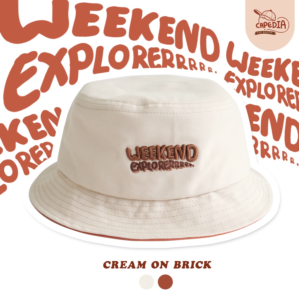 หมวกบักเก็ต น่ารัก สีทูโทน ️ WEEKEND EXPLORER ️ ทรงปีกสั้น น่ารักมากๆ ...