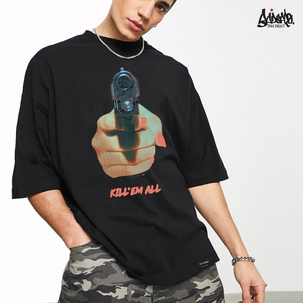 🔥 11.11. SALE 🔥 ® เสื้อ Oversize รุ่น Kill  สีดำ ( ลิขสิทธิ์แท้ ) เสื้อตัวใหญ่ ผู้ชาย แขนสั้น M L OS