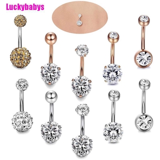 ( Luckbabys ) แหวนสแตนเลสประดับคริสตัล 5 ชิ้น /