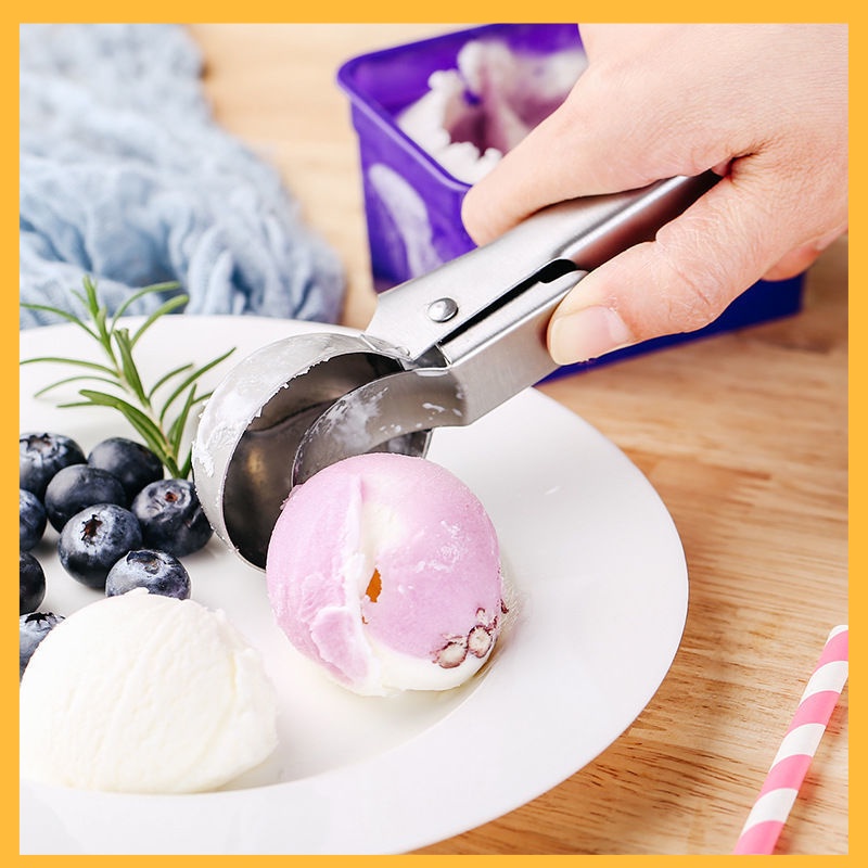 สแตนเลสทรงกลมตักไอศกรีมสําหรับจับช้อนมันฝรั่งบดเครื่องมือคุกกี้แม่พิมพ์แป้งบิสกิต Ais Kream