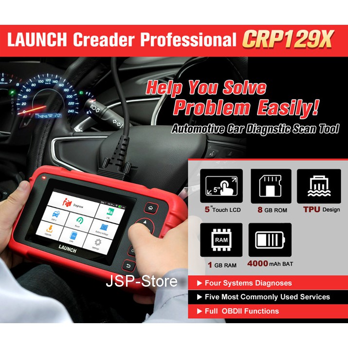 JSP เครื่องสแกนอ่านลบไฟโชว์โค้ดรถยนต์OBD2 รุ่น Launch Creader Professional CRP129X แท็บเล็ต พร้อมฟรี