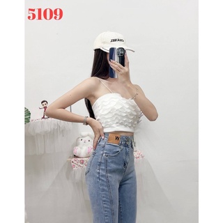 5109# - VML กางเกง​ยีนส์ขายาว​เอว​สูง​ขาเดฟ ดีเทลสวยหรู