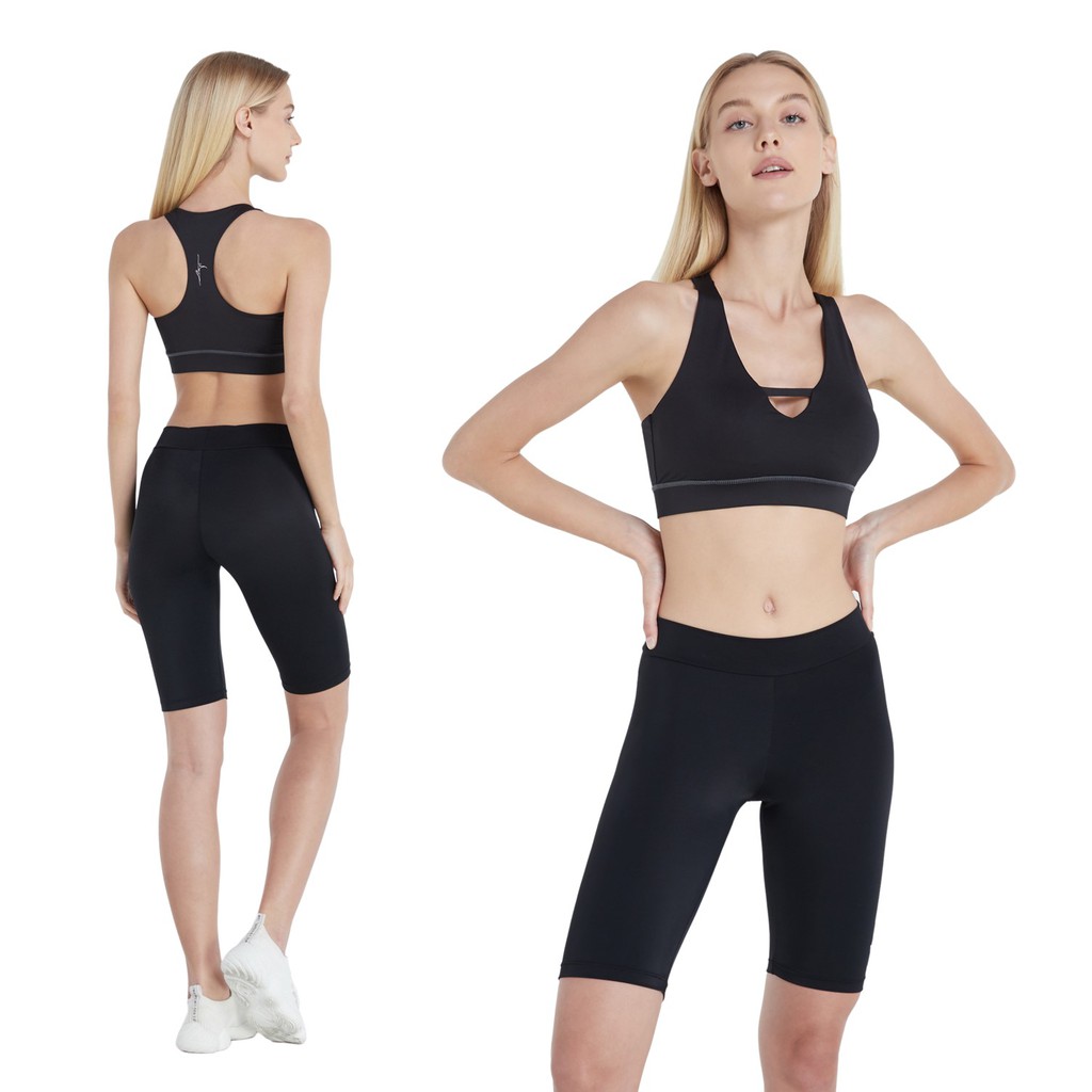 Cherilon เชอรีล่อน ชุดออกกำลังกาย Sport Bra สปอร์ตบรา กางเกงขาสั้น นุ่ม ระบายอากาศดี ใส่สบาย OMPN-BN