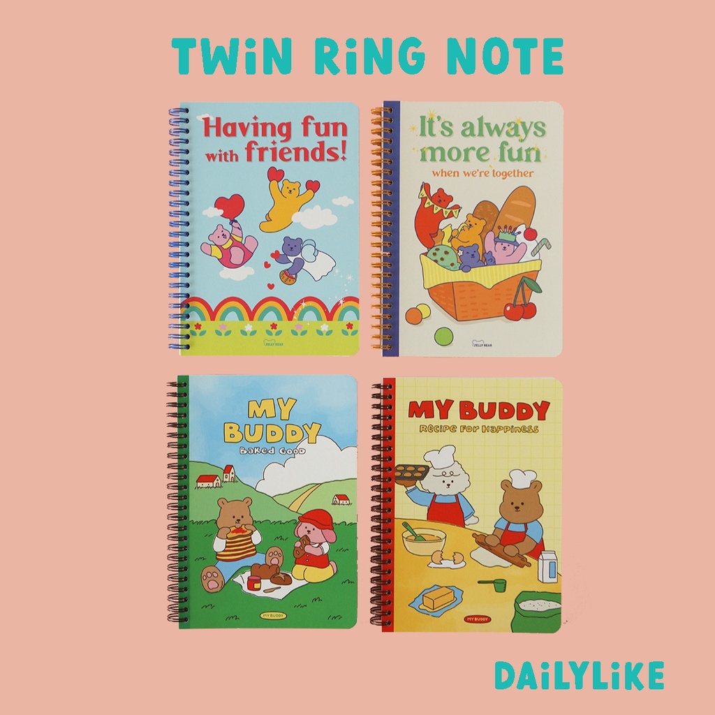 Twin Ring Note (My Buddy & Jelly Bear) สมุดโน้ตสันห่วง จาก Dailylike ลิขสิทธิ์แท้