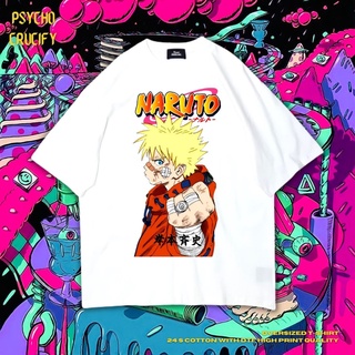 เสื้อยืด ขนาดใหญ่ พิมพ์ลาย Psycho Crucify Uzumaki Naruto | สีขาว | เสื้อยืด ลายการ์ตูนนารูโตะ | อนิเมะ | เสื้อยืด ลาย Uz