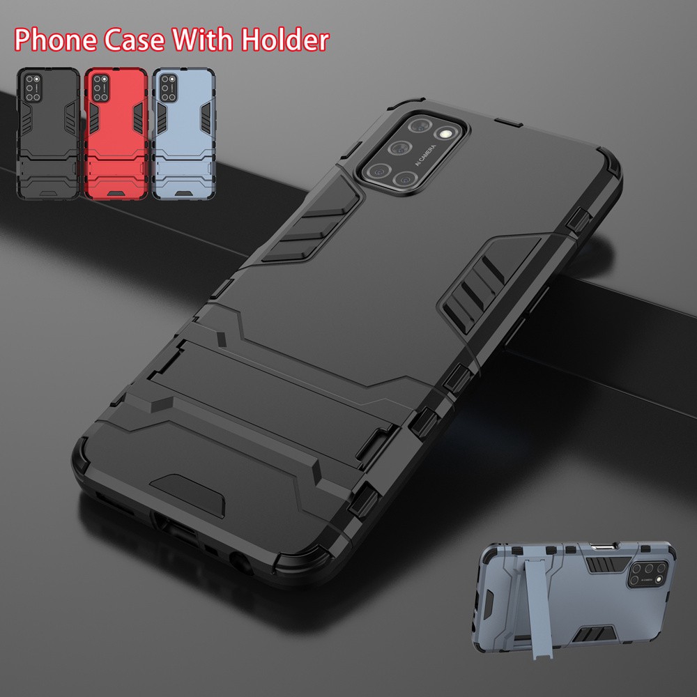 เคสโทรศัพท์แข็งกันกระแทกเคสโทรศัพท์มือถือกันกระแทกพร้อมขาตั้งสําหรับ Oppo A52 A92 A31 A91 Reno 3 Reno3 Find X2 Pro phone case