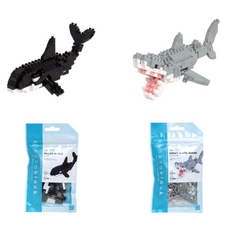 ของแท้จากญี่ปุ่น🧡 Kawada NBC 332/ 333 Nanoblock Great White Shark and Killer Whale นาโนบล็อคปลาฉลาม ปลาวาฬ