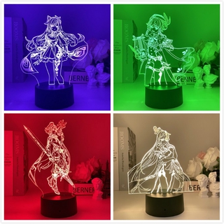 Cod GENSHIN โคมไฟกลางคืน Led รูปการ์ตูนอนิเมะ Venti Ningguang Keqing Hutao 3D ชาร์จ USB สําหรับปาร์ตี้ฮาโลวีน