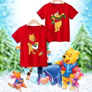 เสื้อยืด พิมพ์ลาย Xmas Winnie The Pooh เหมาะกับปาร์ตี้คริสต์มาส สําหรับเด็กผู้ชาย และผู้หญิง