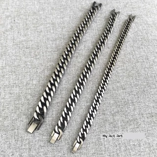 สร้อยข้อมือ สแตนเลส 8-10-12 mm เลสข้อมือ สีเงินปัดดำ โซ่ แสตนเลส แท้ราคาถูก ล็อคนาฬิกา