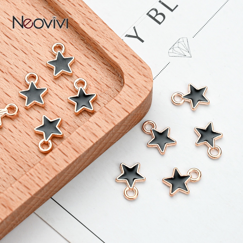 10pcs เคลือบดาว Charm โลหะผสมมินิจี้หยดน้ำมันอุปกรณ์เสริมสำหรับ DIY ทำสร้อยข้อมือสร้อยคอพวงกุญแจเครื่องประดับ