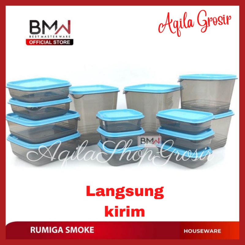 BLUE BMW RUMIGA JAR 14 SET / SMOKE OTARU SEALARE กล่องใส่อาหารขนมอเนกประสงค์ (AQB)