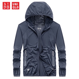 Uniqlo เสื้อแจ็กเก็ต มีฮู้ด กันลม ป้องกันรังสียูวี เหมาะกับฤดูร้อน สําหรับผู้ชาย และผู้หญิง