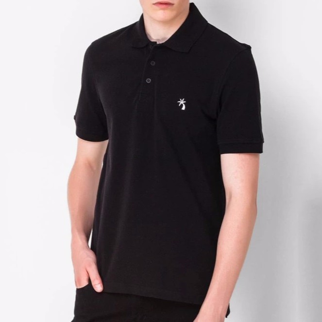 ติดโปรหนุ่มไซด์ XS , L : OASIS รุ่น MB-0001 เสื้อโปโล สีดำ ผู้ชาย ผ้าฝ้าย แขนสั้น Original ปักโลโก้ ต้นมะพร้าว
