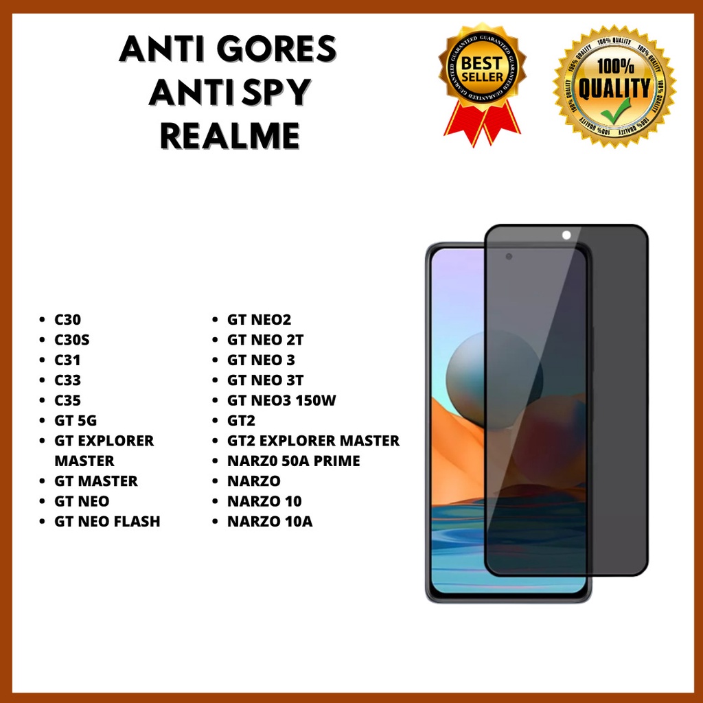 กระจกนิรภัย Anti Spy -Anti Privacy REALME C30-C30S-C31-C33-C35-GT 5G-GT EXPLORER MASTER-GT NEO-GT NE