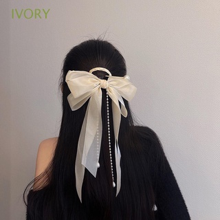 Ivory ผู้หญิง ที่ติดผม ที่คาดผม หวาน เจ้าสาว ตะเกียบ มุก ริบบิ้น พู่ ส้อมผม