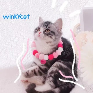 Winky wink 🐱ปลอกคอแมว ปอมปอมดอกไม้ สุดแสนน่ารัก ปลอกคอแมว ปลอกคอแมว ปลอกคอหมา ปลอกคอน่ารัก