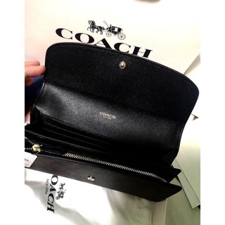 Coach กระเป๋าสตางค์ ใบยาว ทรงซองจดหมาย แบบบาง ของแท้ สําหรับผู้หญิง