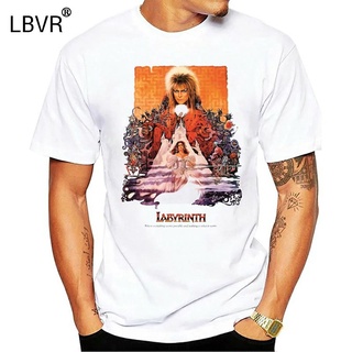 ผ้าฝ้ายแท้ คอลูกเรือเสื้อยืดคอกลม แขนสั้น พิมพ์ลายโปสเตอร์ภาพยนตร์ David Bowie Labyrinth S, M, L, Xl สําหรับผู้ชายS,4XL