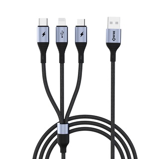 OWIRE 3 IN 1 Micro USB Type C สําหรับ iP Samxung Xiaomi สายเคเบิล 3 in 1 Micro USB Type C สำหรับโทรศัพท์มือถือ 1.2m